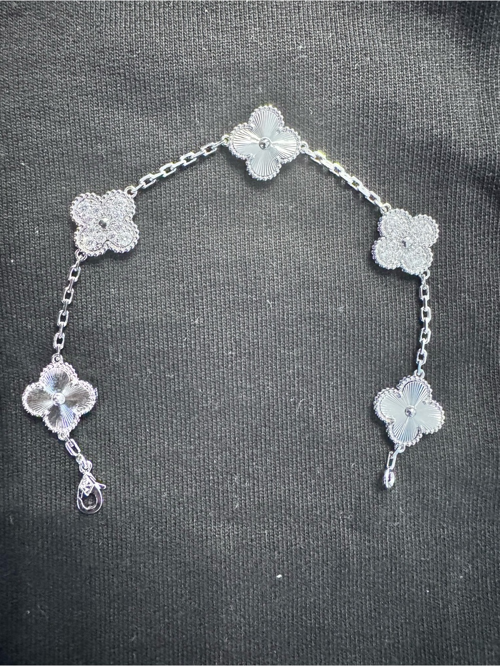 Men's Silver Floral Clover Necklace - Polished Four-Leaf Motifs